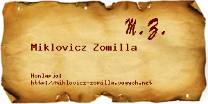 Miklovicz Zomilla névjegykártya